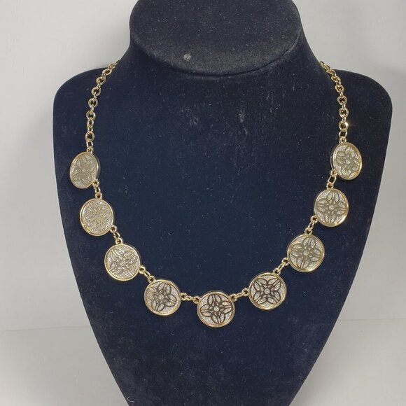 Charter Club Gold-Tone Flower Necklace with Glitter Medallion Frontal - Women - Picture 5 of 7